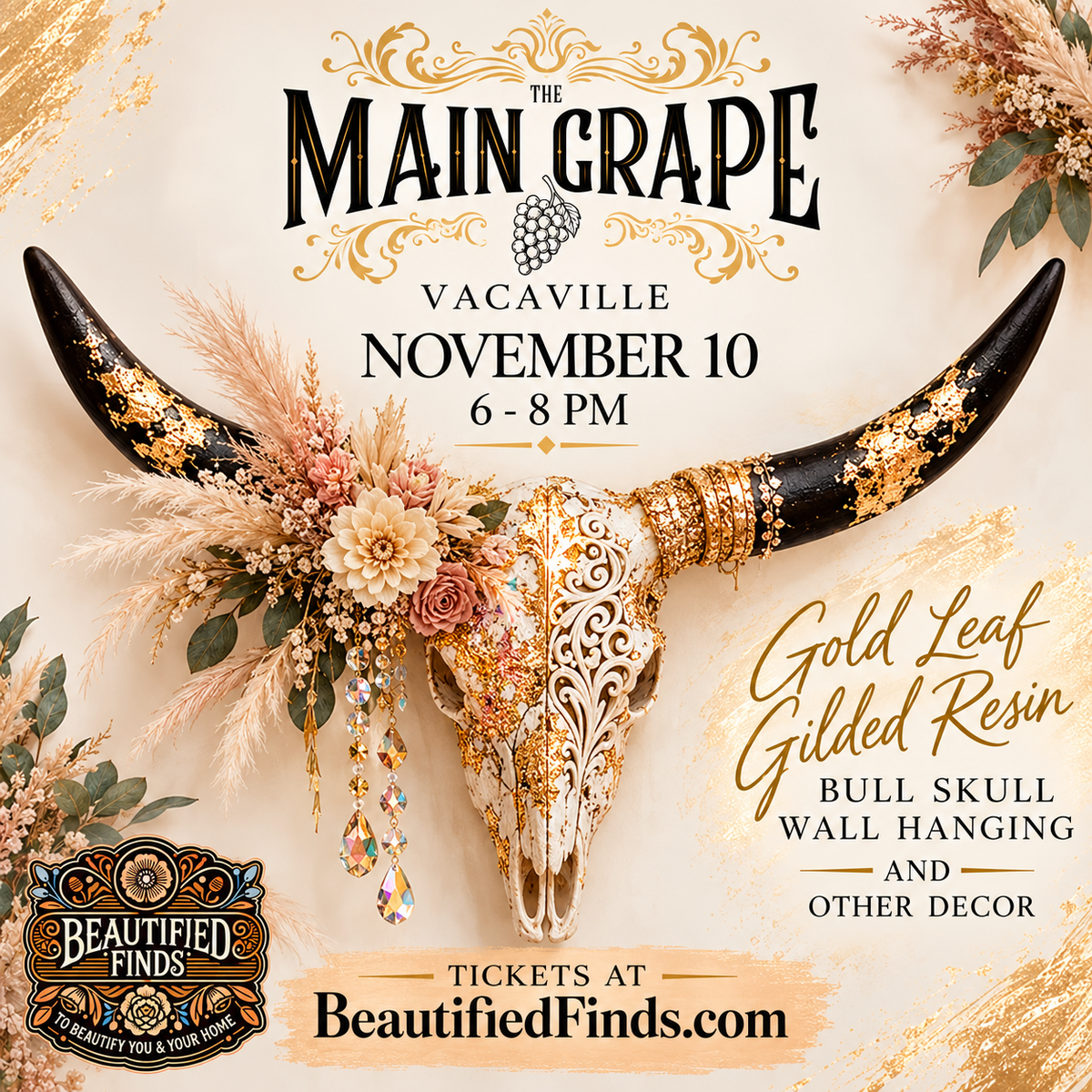 Gilded Resin Bull Skull - The Main Grape, Vacaville 11/10