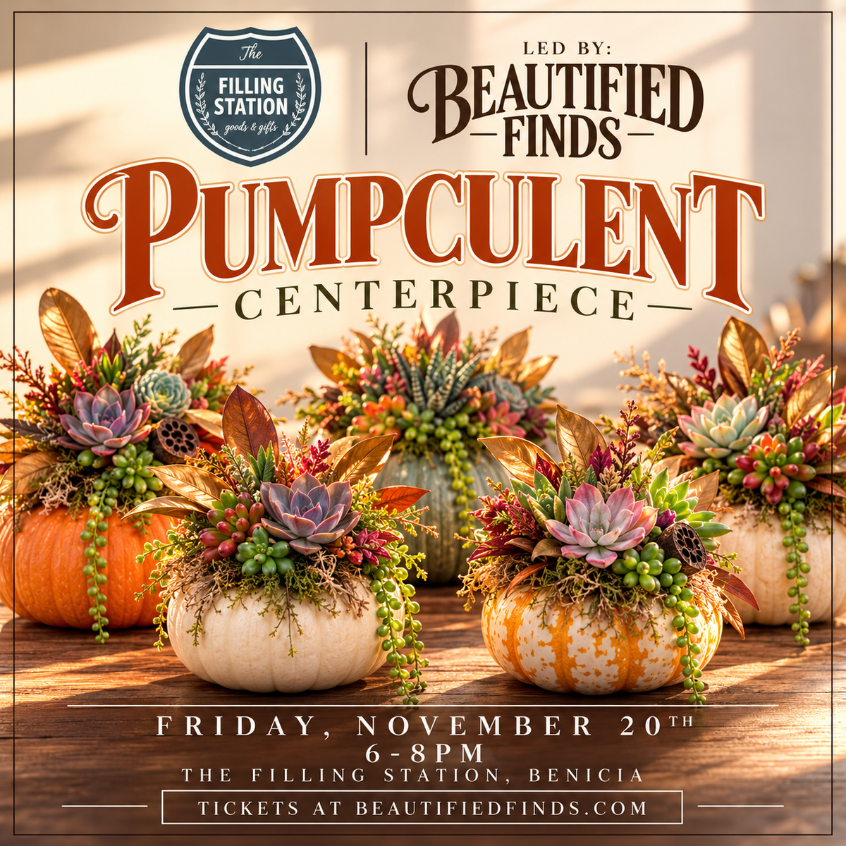 Pumpculent Centerpiece Making Night - The Filling Station, Benicia 11/20
