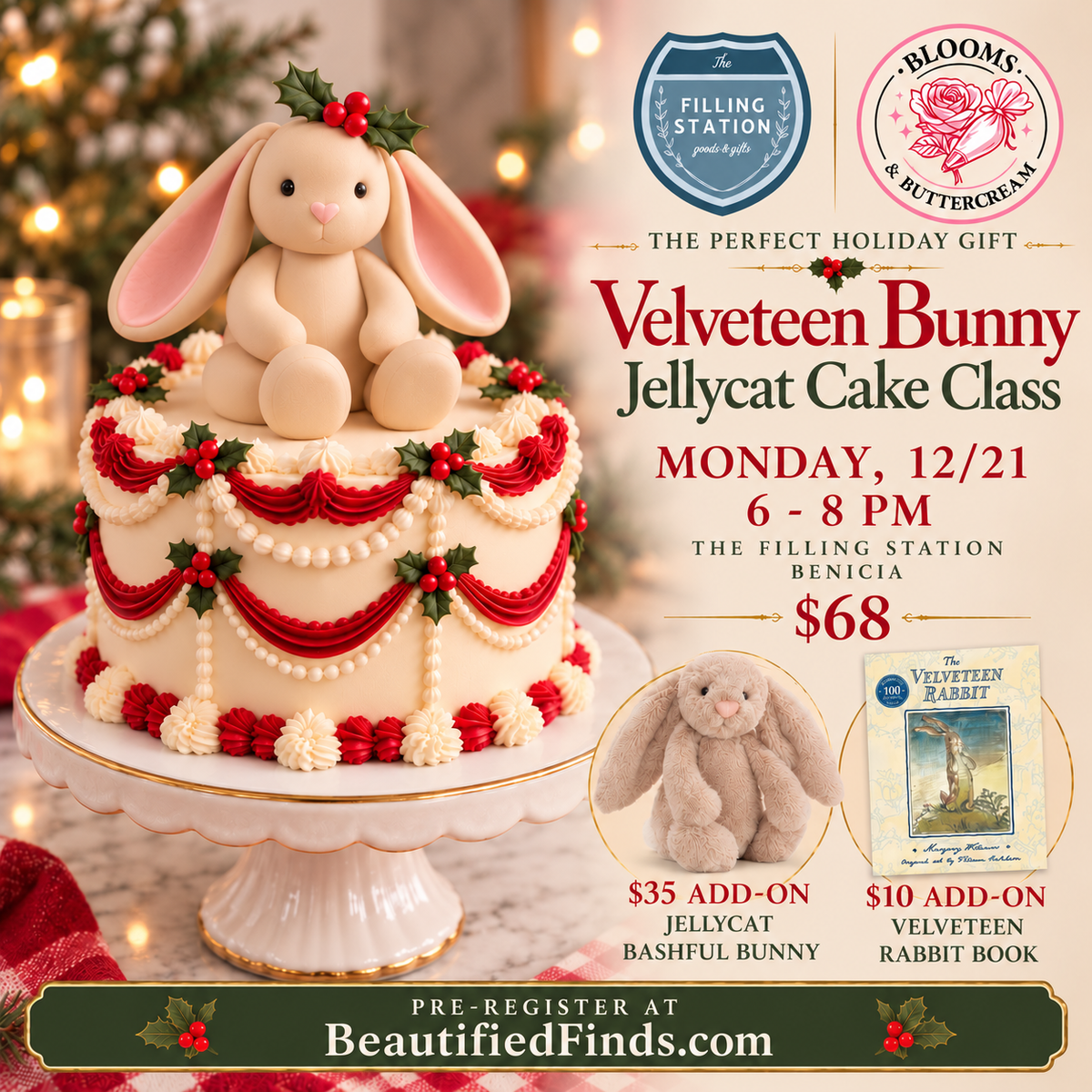 Velveteen Bunny Jellycat Cake Class - The Filling Station, Benicia 12/21